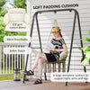 Outsunny Hammock Chair Swing Hanging Chair with Cushion, Cotton Rope Boho Swing Chair with Chain, Steel Frame for Indoor, Outdoor, Bedroom, Patio, Balcony, Cream White