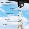 Outsunny Hammock Chair Swing Hanging Chair with Cushion, Cotton Rope Boho Swing Chair with Chain, Steel Frame for Indoor, Outdoor, Bedroom, Patio, Balcony, Cream White