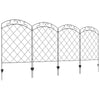 Outsunny Garden Fence, 4 Pack Steel Fence Panels, 11.4' L x 43" H, Rust-Resistant Animal Barrier, Decorative Border Flower Edging for Yard, Patio, Outdoor Decor, Swirl Vines
