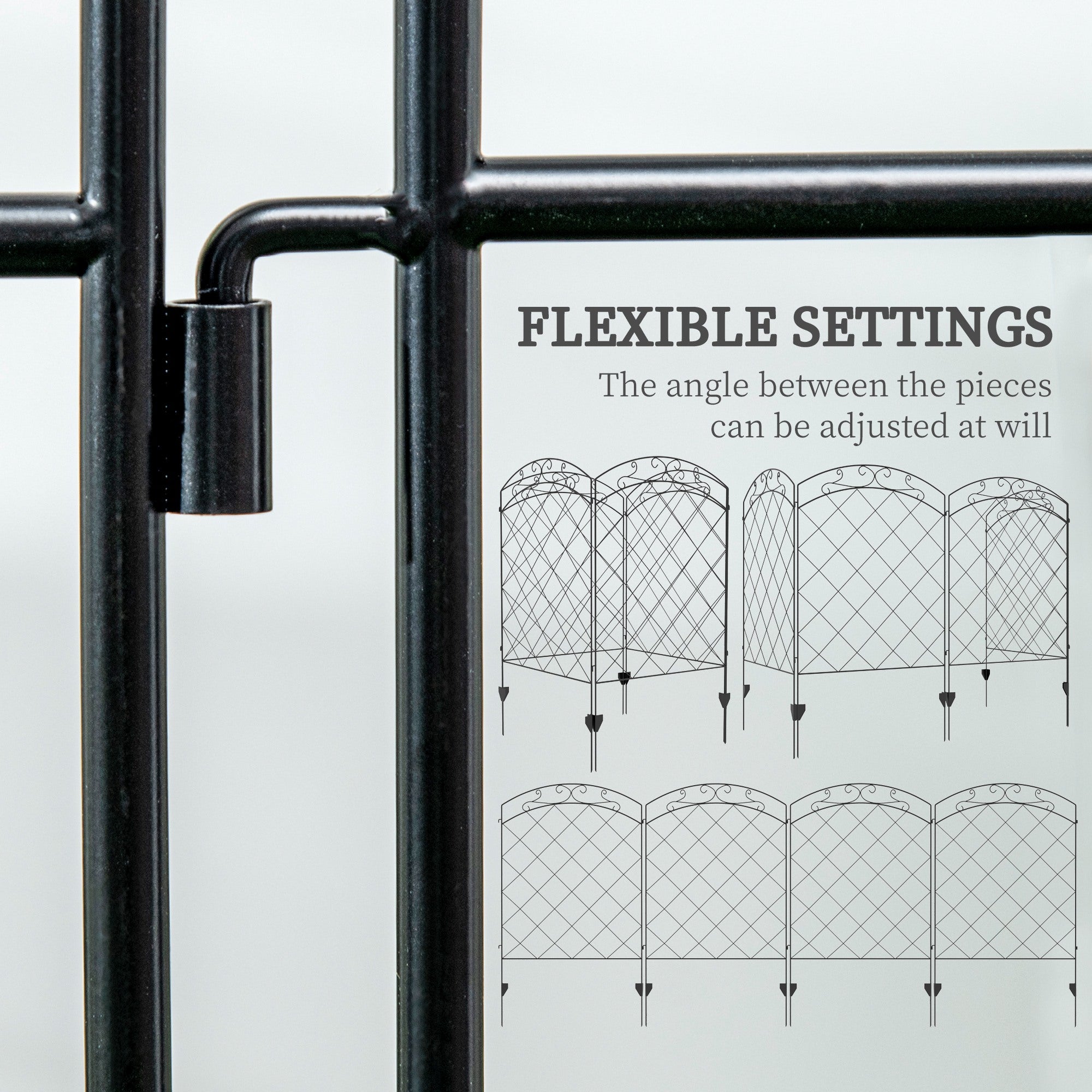 Outsunny Garden Fence, 4 Pack Steel Fence Panels, 11.4' L x 43