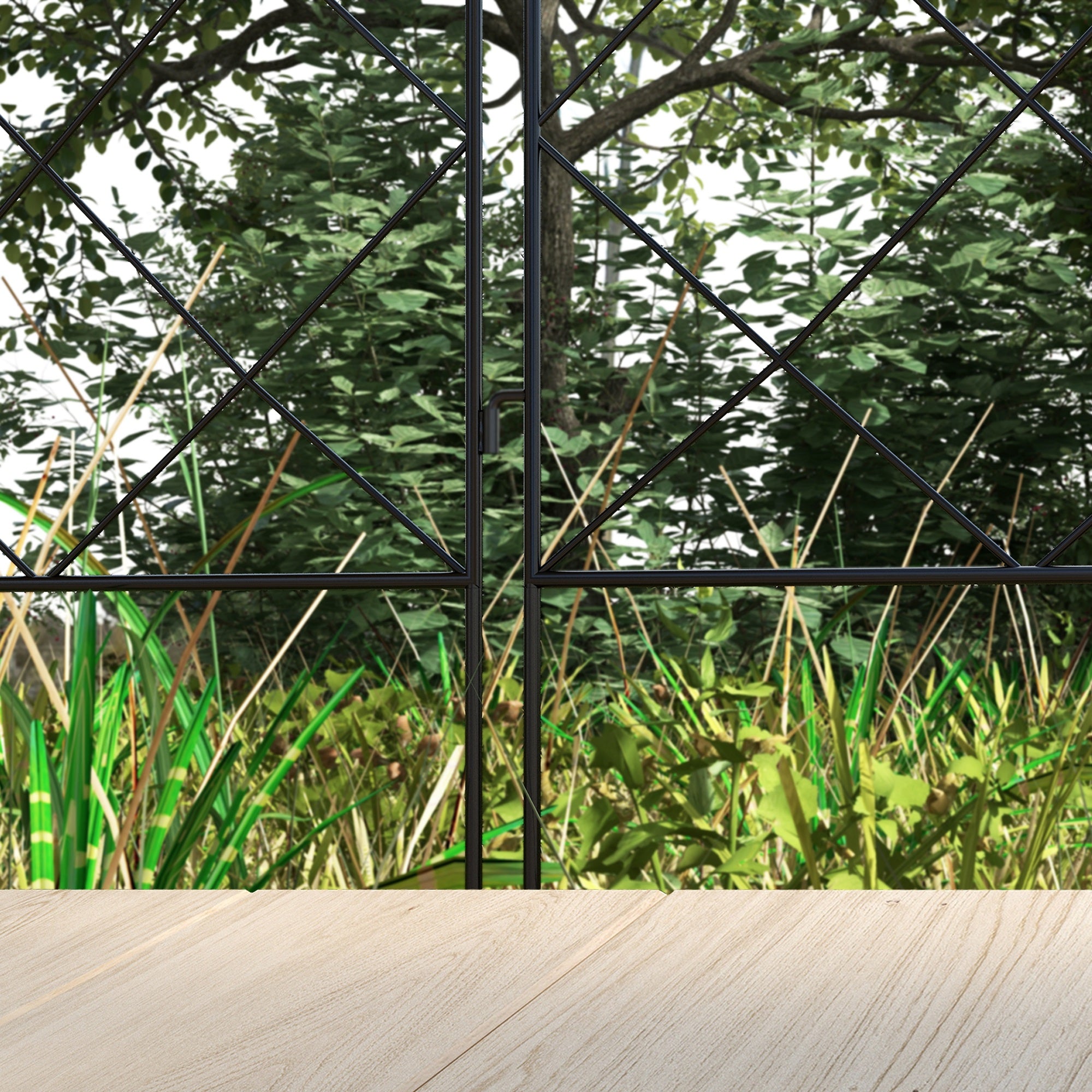 Outsunny Garden Fence, 4 Pack Steel Fence Panels, 11.4' L x 43" H, Rust-Resistant Animal Barrier, Decorative Border Flower Edging for Yard, Patio, Outdoor Decor, Swirl Vines