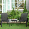 Outsunny 3-Piece Patio Bistro Set, Outdoor Table and Chairs with Stackable Chairs, Breathable Mesh Fabric for Balcony, Black