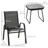 Outsunny 3-Piece Patio Bistro Set, Outdoor Table and Chairs with Stackable Chairs, Breathable Mesh Fabric for Balcony, Black