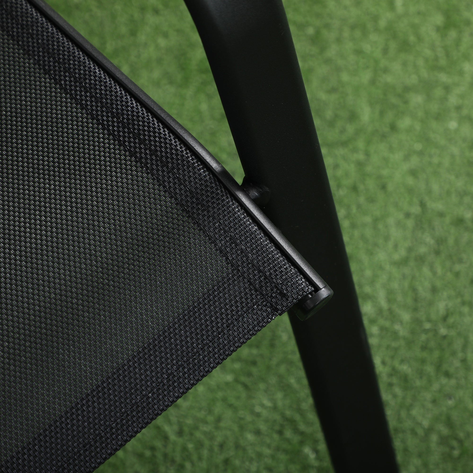 Outsunny 3-Piece Patio Bistro Set, Outdoor Table and Chairs with Stackable Chairs, Breathable Mesh Fabric for Balcony, Black