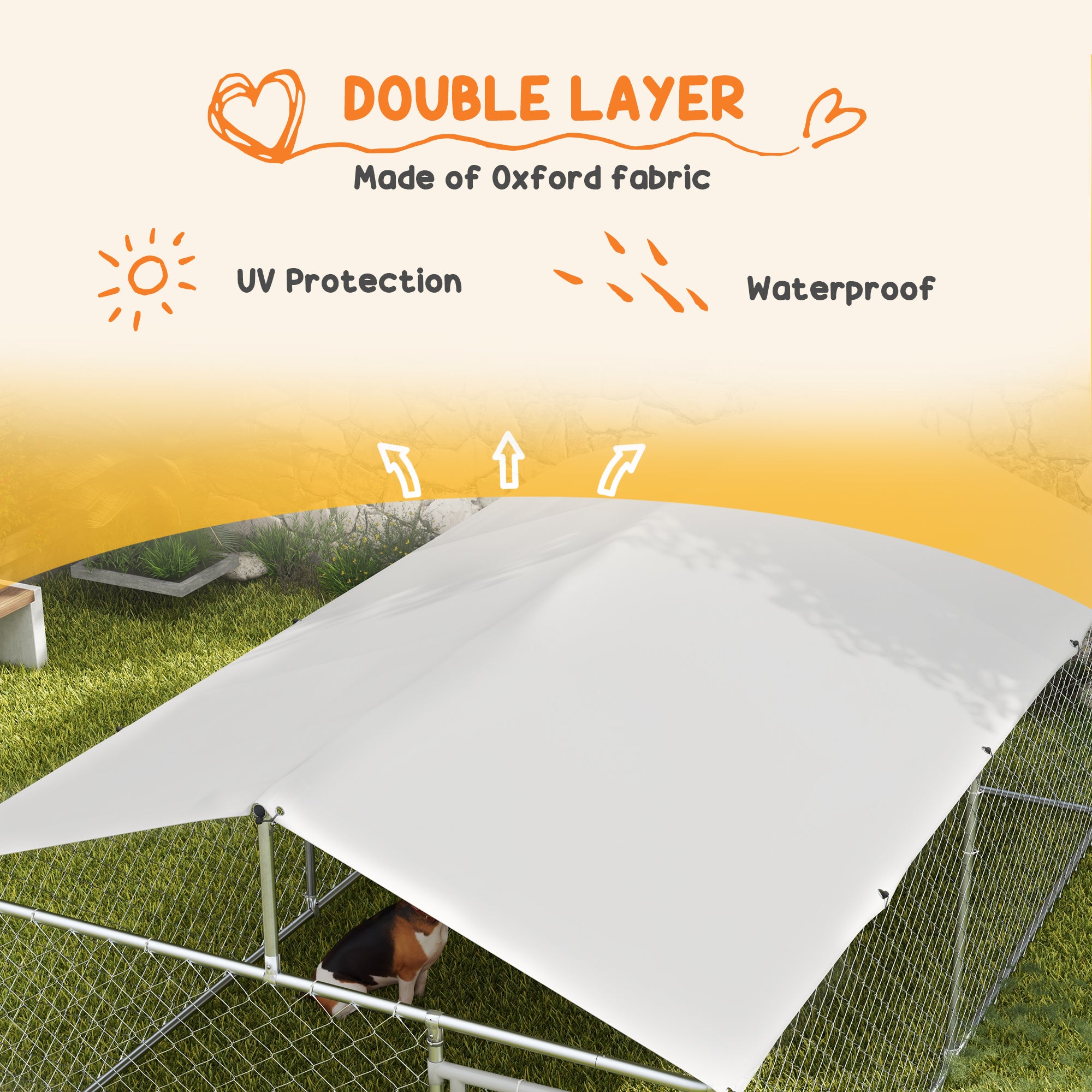 PawHut Outdoor Dog Kennel Dog Run with Waterproof, UV Resistant Cover for Medium and Large Sized Dogs, 13.1' x 7.5' x 4.9', Silver