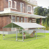 PawHut Outdoor Dog Kennel Dog Run with Waterproof, UV Resistant Cover for Medium and Large Sized Dogs, 13.1' x 7.5' x 4.9', Silver