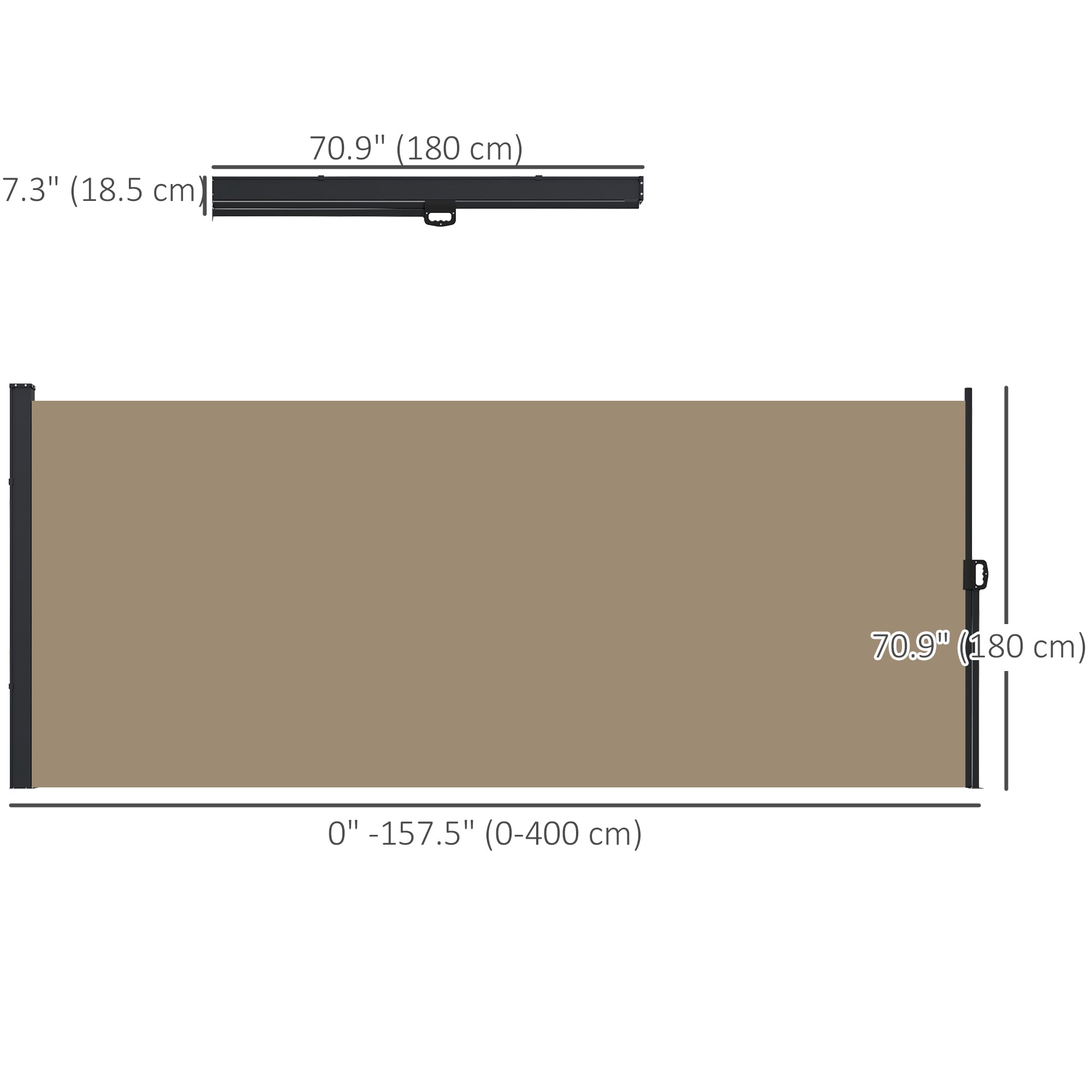 Outsunny 13' x 6' Retractable Side Awning, Garden Privacy Screen Divider, Full Cassette Windbreaker for Hot Tub, Balcony, Terrace, Pool, Khaki