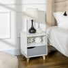 HOMCOM Nightstand, Bedside Table with Drawer and Shelf, Side End Table with Wood Legs for Bedroom, White and Grey