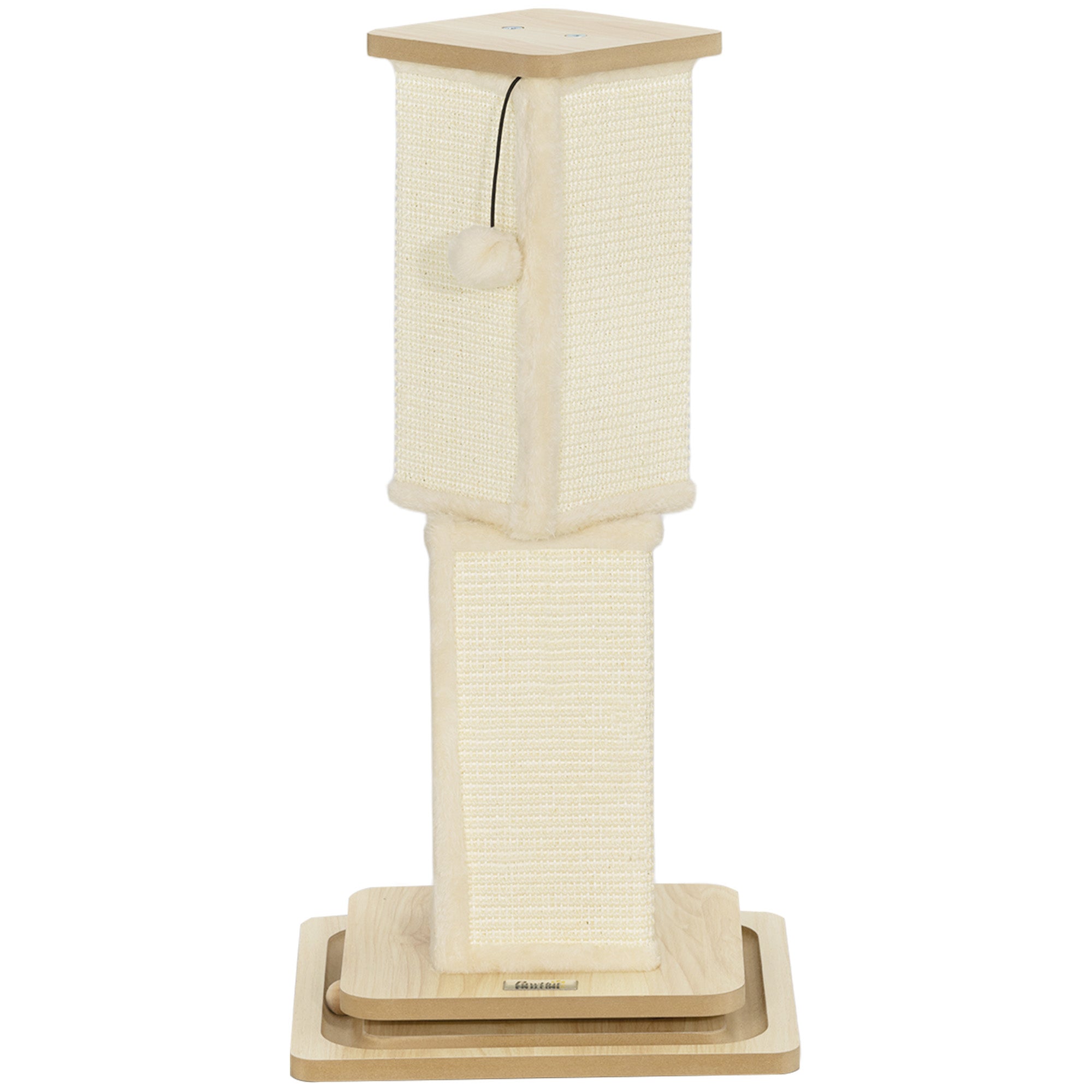 PawHut Cat Scratching Post, 67cm Cat Scratcher with Sisal Scratching Post, Track Ball Toy, Hanging Ball, 3 in 1 Cat Scratcher Post for Indoor Kittens