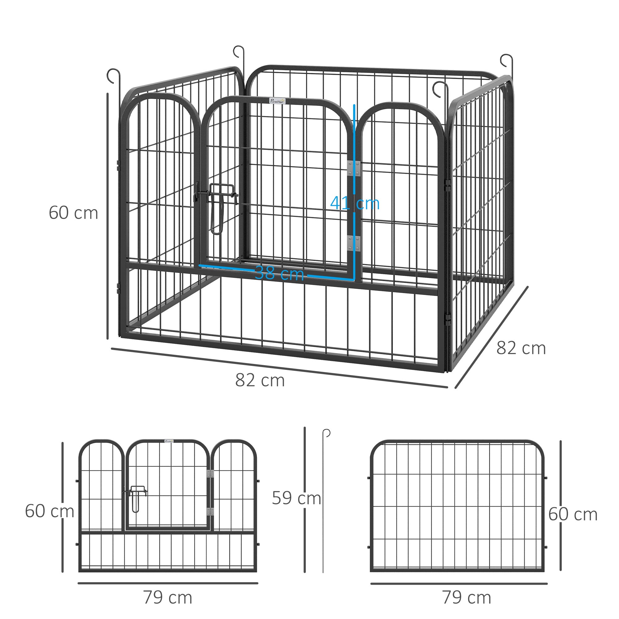 PawHut Heavy Duty Dog Playpen, 4 Panel Puppy Pen, Foldable Dog Kennel Both Indoor Outdoor Use Collapsible Design 82L x 82W x 60H (cm)