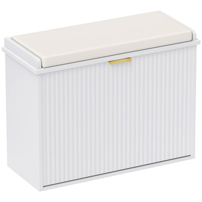 HOMCOM Shoe Bench with Padded Seat Cushion and Flip-Drawer, Entryway Bench Holds up to 265lb, Shoe Organizer for 8 Pairs of Shoes, 24.4 x 10.2 x 18.7 Inches, White