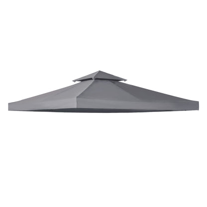 Outsunny 9.8' x 9.8' Square 2-Tier Gazebo Canopy Replacement Top Cover Outdoor Garden Sun Shade, Dark Grey