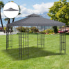 Outsunny 9.8' x 9.8' Square 2-Tier Gazebo Canopy Replacement Top Cover Outdoor Garden Sun Shade, Dark Grey