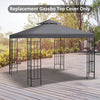 Outsunny 9.8' x 9.8' Square 2-Tier Gazebo Canopy Replacement Top Cover Outdoor Garden Sun Shade, Dark Grey