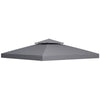 Outsunny 9.8' x 9.8' Square 2-Tier Gazebo Canopy Replacement Top Cover Outdoor Garden Sun Shade, Dark Grey