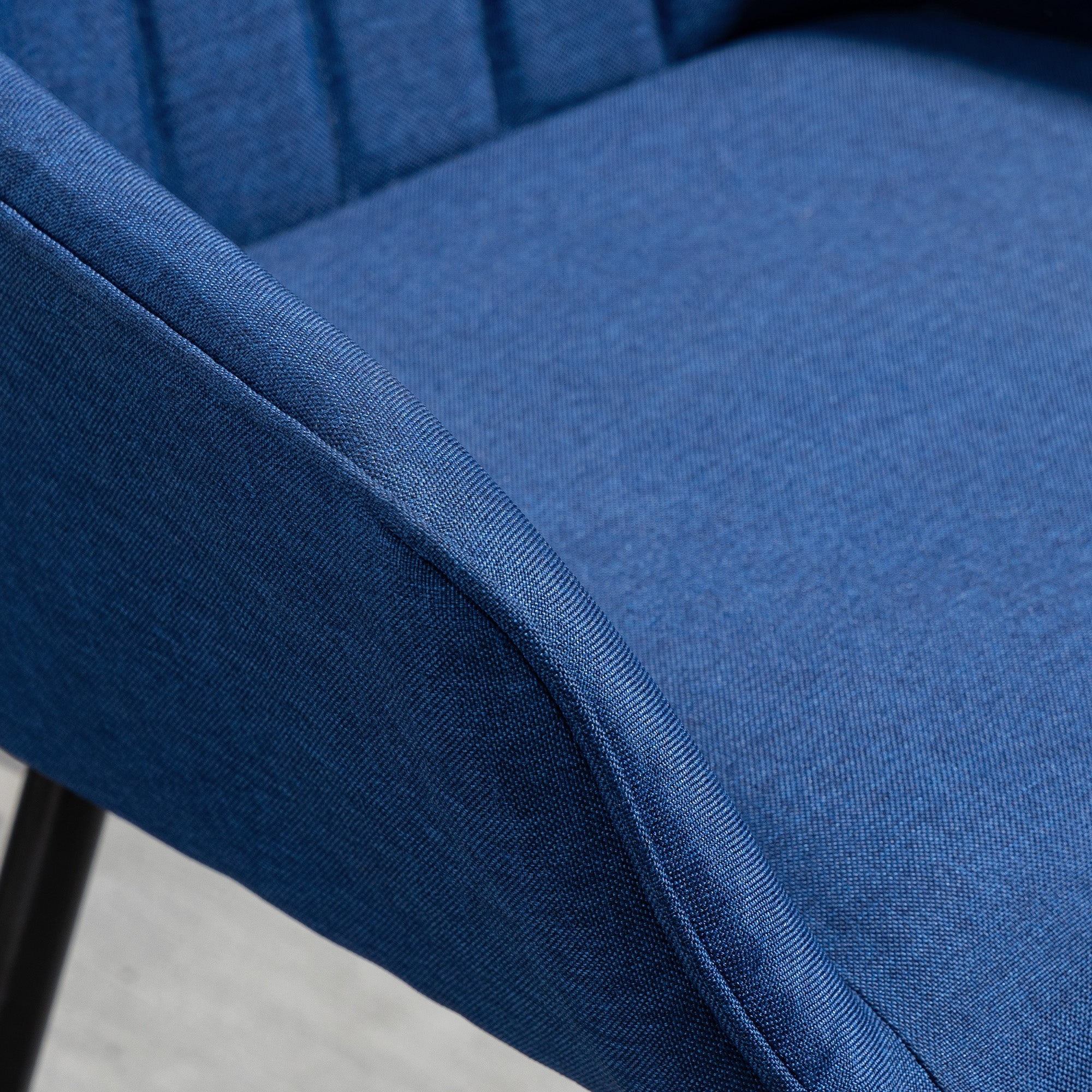 HOMCOM Dining Chairs Set of 2, Upholstered Kitchen Chairs, Linen Fabric Accent Arm Chairs with Metal Legs, Dark Blue