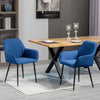 HOMCOM Dining Chairs Set of 2, Upholstered Kitchen Chairs, Linen Fabric Accent Arm Chairs with Metal Legs, Dark Blue