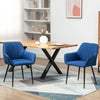HOMCOM Dining Chairs Set of 2, Upholstered Kitchen Chairs, Linen Fabric Accent Arm Chairs with Metal Legs, Dark Blue