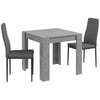 HOMCOM Dining Table Set for 2, 3 Piece Kitchen Table and Chairs with Steel Legs and High Back, Space-Saving Square Table and Upholstered Chairs for Small Spaces, Grey