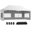 Outsunny 20' x 10' Pop Up Canopy Tent Instant Folding Shelter Gazebo with Removable Sidewalls, 6 Windows, 4 Sand Weights Bags and Carrying Bag, White