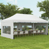 Outsunny 20' x 10' Pop Up Canopy Tent Instant Folding Shelter Gazebo with Removable Sidewalls, 6 Windows, 4 Sand Weights Bags and Carrying Bag, White