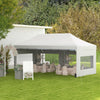 Outsunny 20' x 10' Pop Up Canopy Tent Instant Folding Shelter Gazebo with Removable Sidewalls, 6 Windows, 4 Sand Weights Bags and Carrying Bag, White