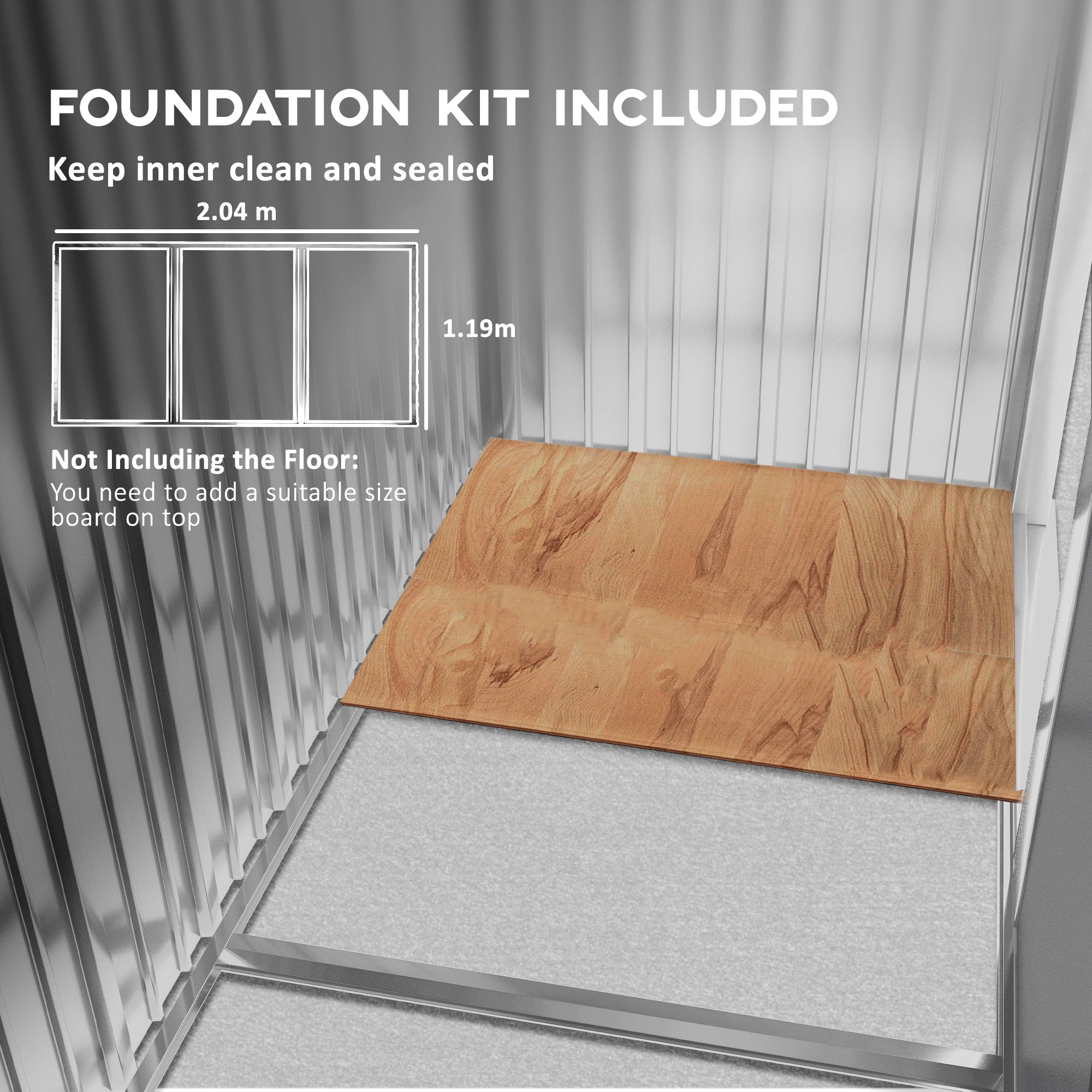 Outsunny 7' x 4' x 6' Garden Storage Shed Outdoor Patio Yard Metal Tool Storage House w/ Steel Foundation Kit and Double Doors, Distressed Light Brown