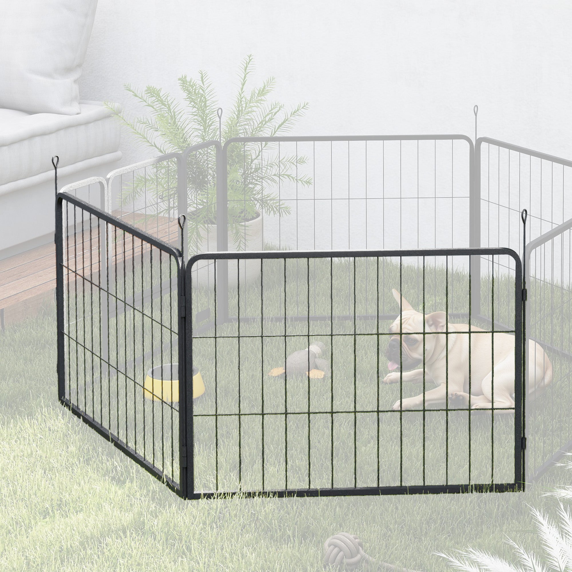 PawHut 2 Piece Dog Pen Expansion Pack for 60cm High Pet Playpen with 3 Connecting Stakes, Puppy Pen for Small Dogs