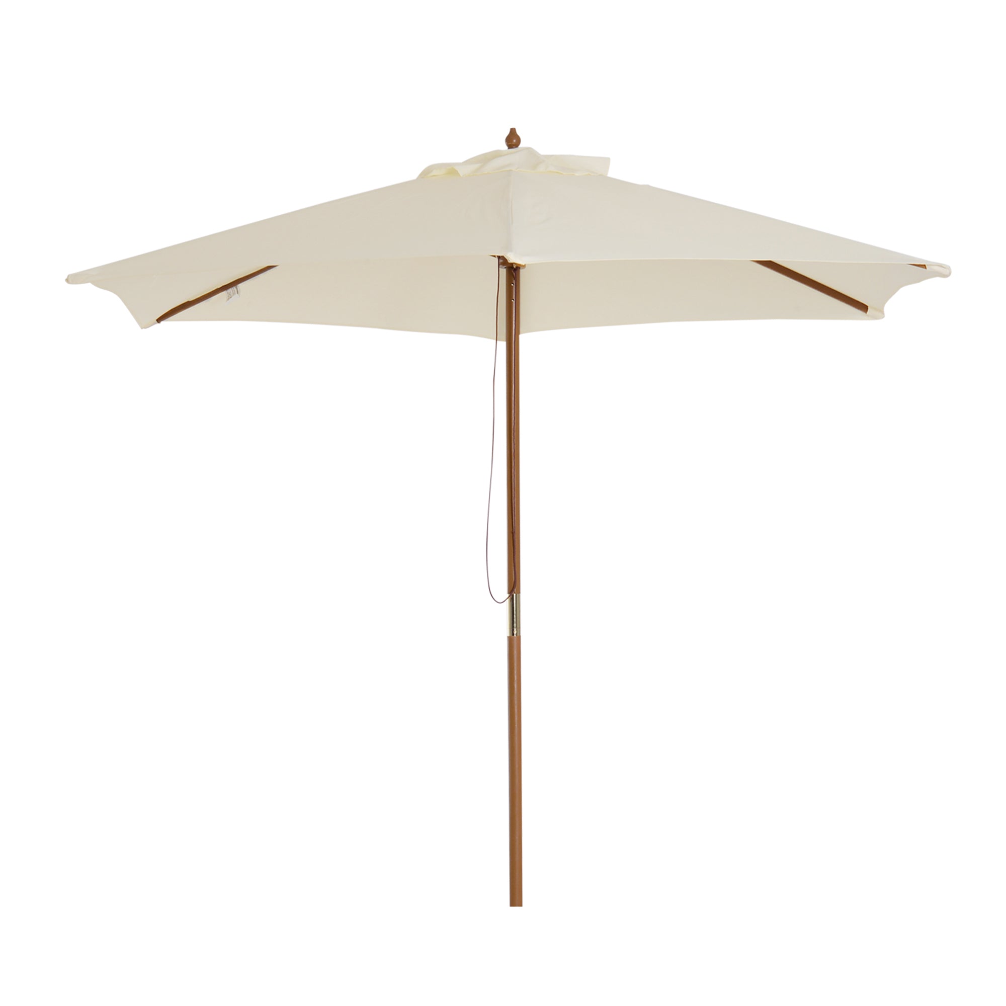 Outsunny 8FT Wood Patio Umbrella Round Market Umbrella Garden Parasol Canopy with Bamboo Ribs and Top Vent, Cream White