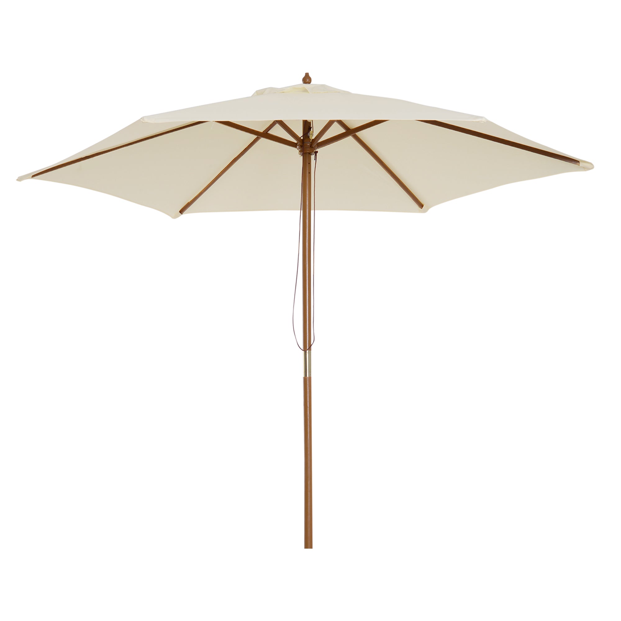 Outsunny 8FT Wood Patio Umbrella Round Market Umbrella Garden Parasol Canopy with Bamboo Ribs and Top Vent, Cream White