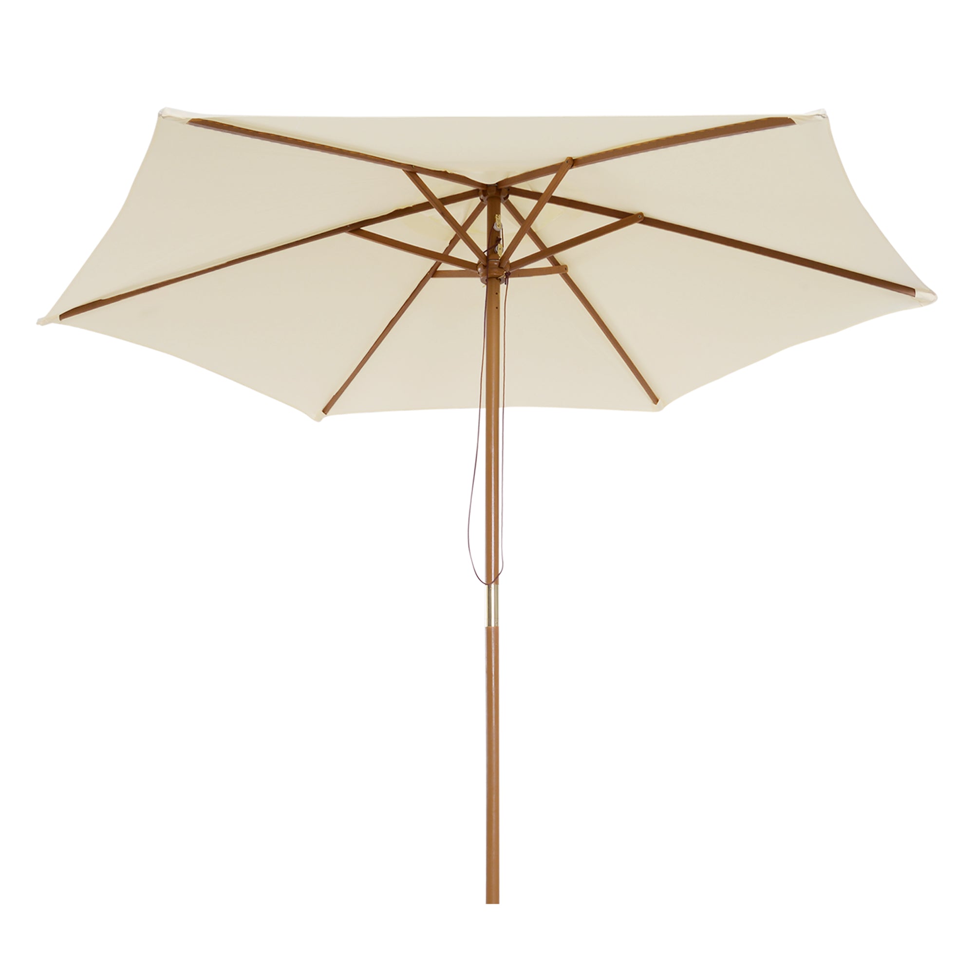 Outsunny 8FT Wood Patio Umbrella Round Market Umbrella Garden Parasol Canopy with Bamboo Ribs and Top Vent, Cream White
