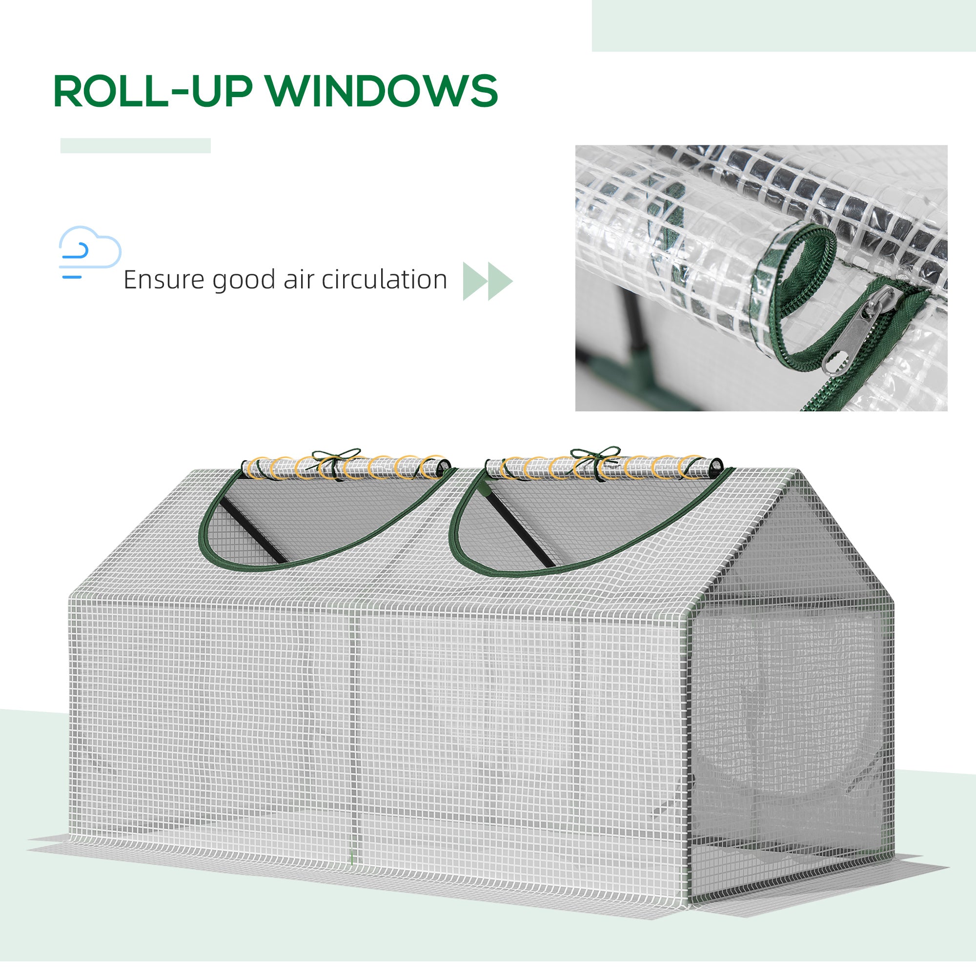 Outsunny 47" x 24" x 24" Portable Mini Tunnel Greenhouse Garden Planting Outdoor Flower Warm House Box with 2 Windows Steel Frame PE Cover, White