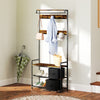 HOMCOM Coat Rack with 2 Fabric Drawers, Modern 4-in-1 Hall Tree with Entryway Bench, 15 Hooks for Hallway, Living Room and Bedroom, Rustic Brown