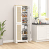 HOMCOM Kitchen Pantry Cabinet, 67" Tall Pantry Storage Cabinet Freestanding with 4 Rattan Doors and Adjustable Shelves, Cupboards Cabinet, White