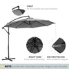 Outsunny 9.7ft Offset Patio Umbrella, Hanging Cantilever Parasol with Crank Handle, 8 Ribs and Cross Base for Outdoor, Sun Shade, Grey