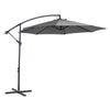 Outsunny 9.7ft Offset Patio Umbrella, Hanging Cantilever Parasol with Crank Handle, 8 Ribs and Cross Base for Outdoor, Sun Shade, Grey