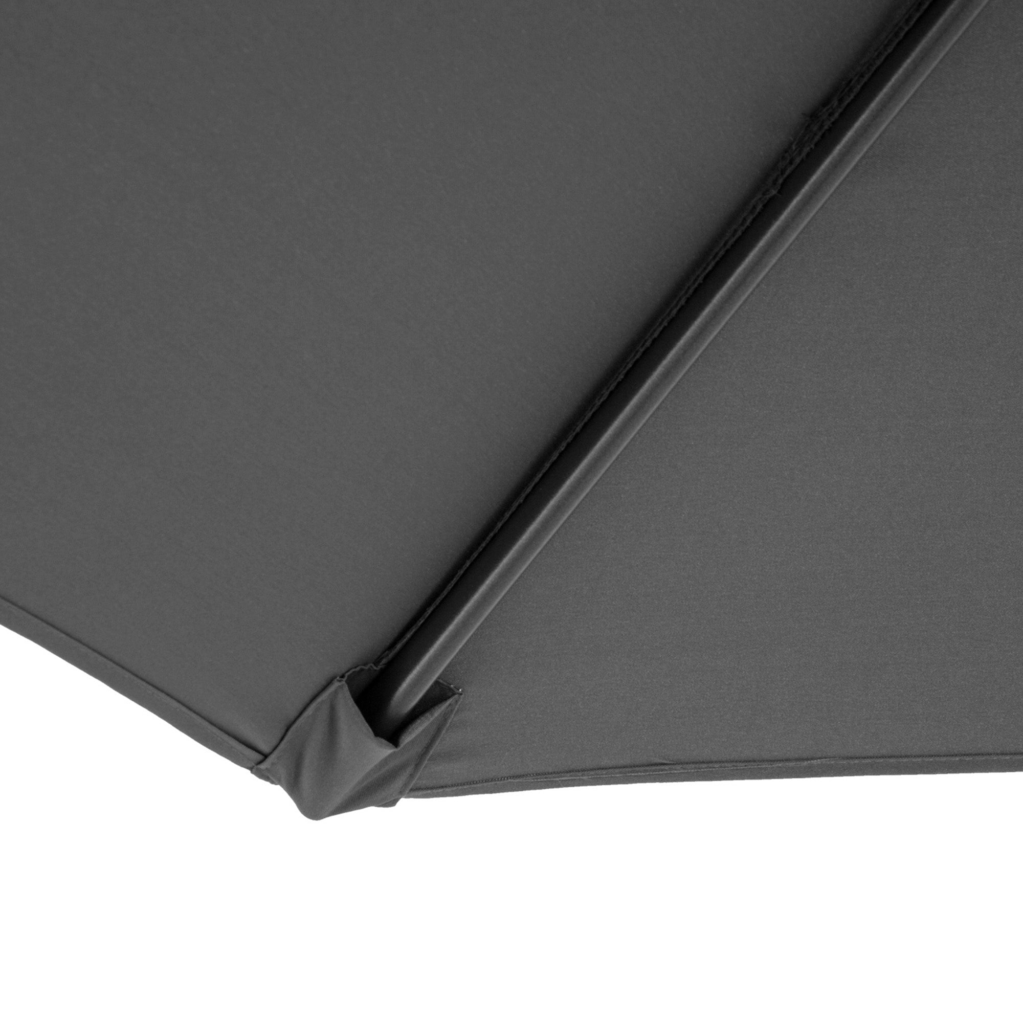 Outsunny 9.7ft Offset Patio Umbrella, Hanging Cantilever Parasol with Crank Handle, 8 Ribs and Cross Base for Outdoor, Sun Shade, Grey