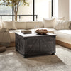 HOMCOM Farmhouse Coffee Table, Square Center Table with Flip-top Lids, Living Room Table with Hidden Storage Compartment and Wooden Legs, Distressed Brown