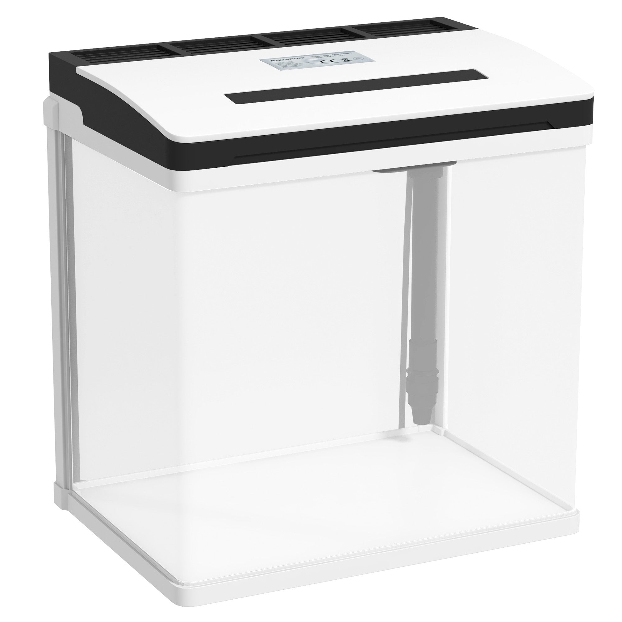 PawHut Aquarium, 13L Glass Fish Tank with Filter, LED Lighting, Water Pump, for Bettas, Guppies, Mini Parrot Fishes, Shrimp, Goldfish, 29 x 20 x 30.5cm