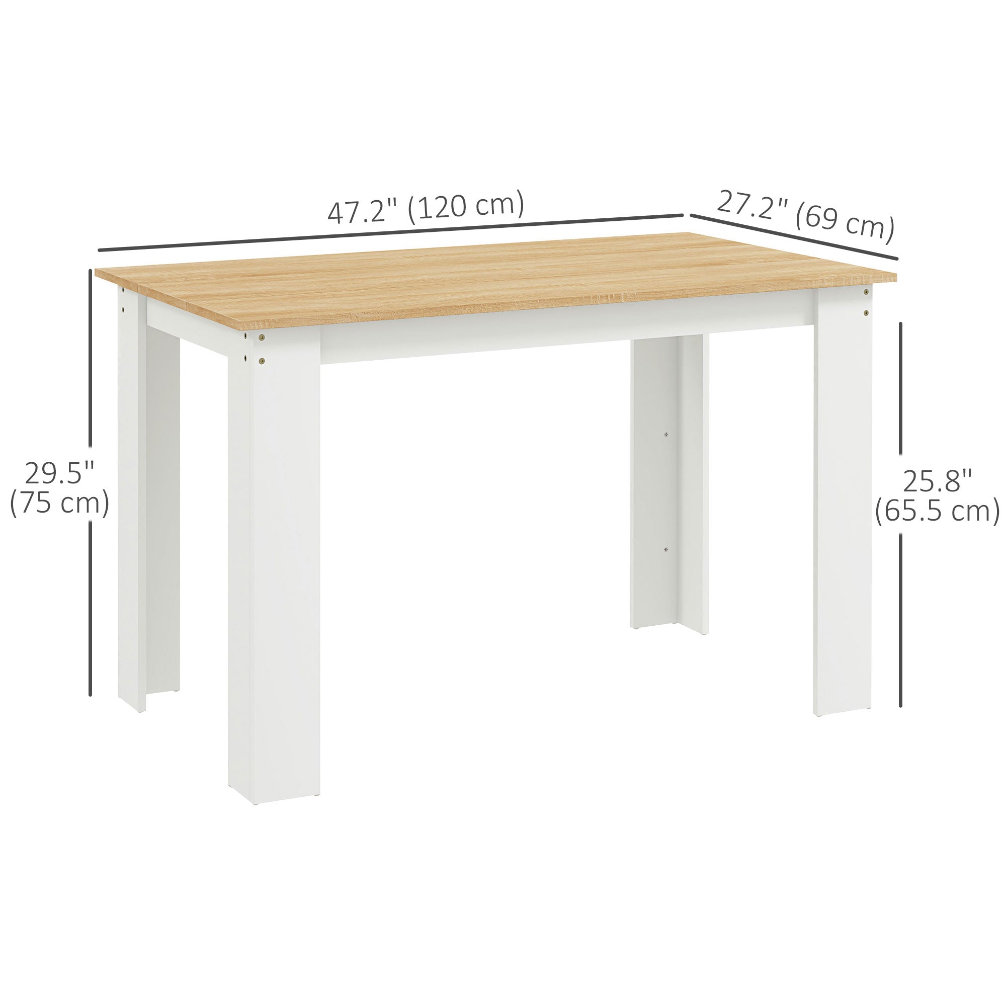 HOMCOM Modern Dining Table for 4-6 People, Kitchen Table with Veneered Tabletop for Dining Room, Living Room, Oak