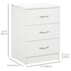 HOMCOM Bedside Table with 3 Drawers, Modern Wood Nightstand, Side Table with Anti-tipping Design for Bedroom, White