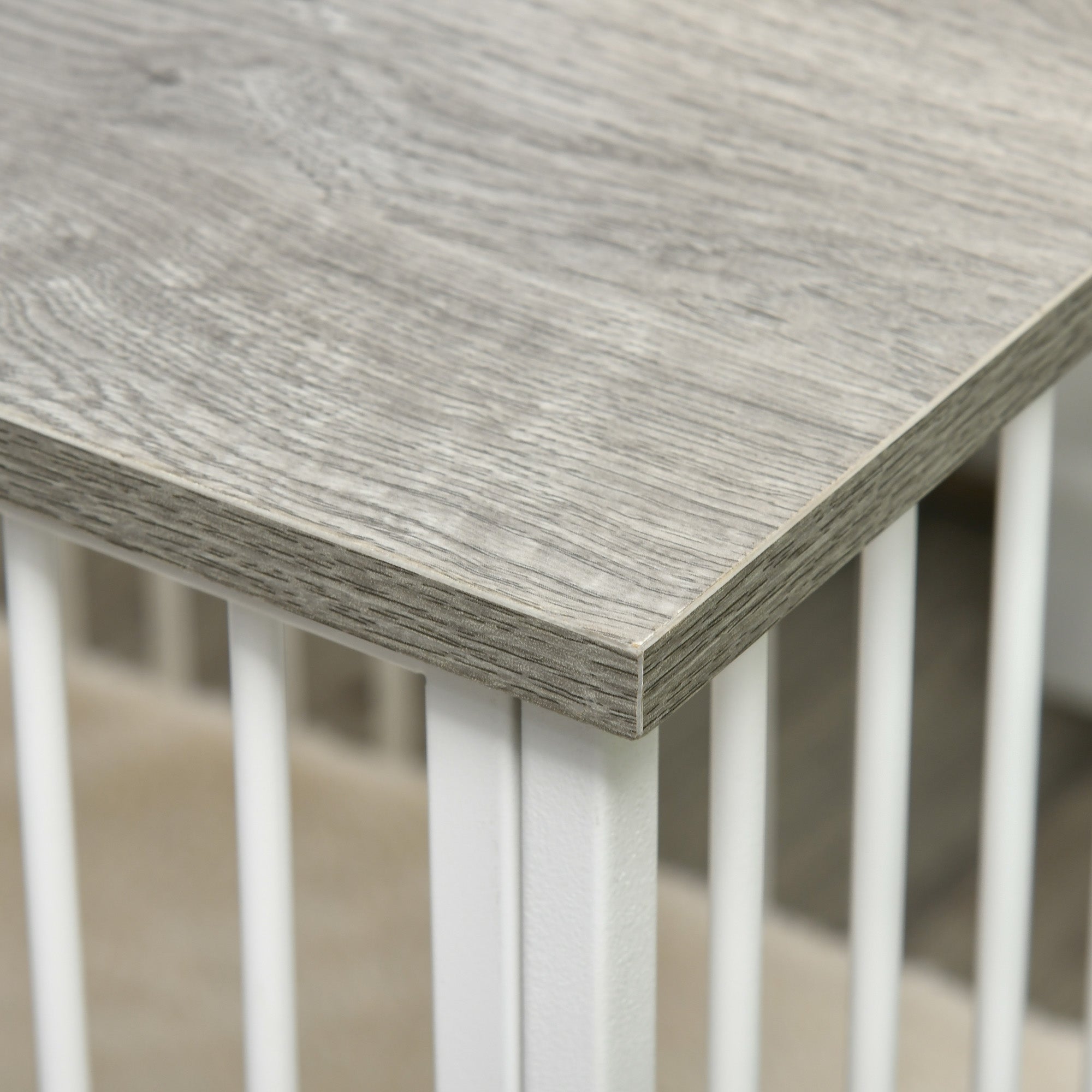 PawHut Dog Crate, Furniture Style Pet Cage Kennel, End Table, Decorative Dog House, with Soft Cushion, Wooden Top, Door, for Small & Medium Dogs, Indoor Use, Grey