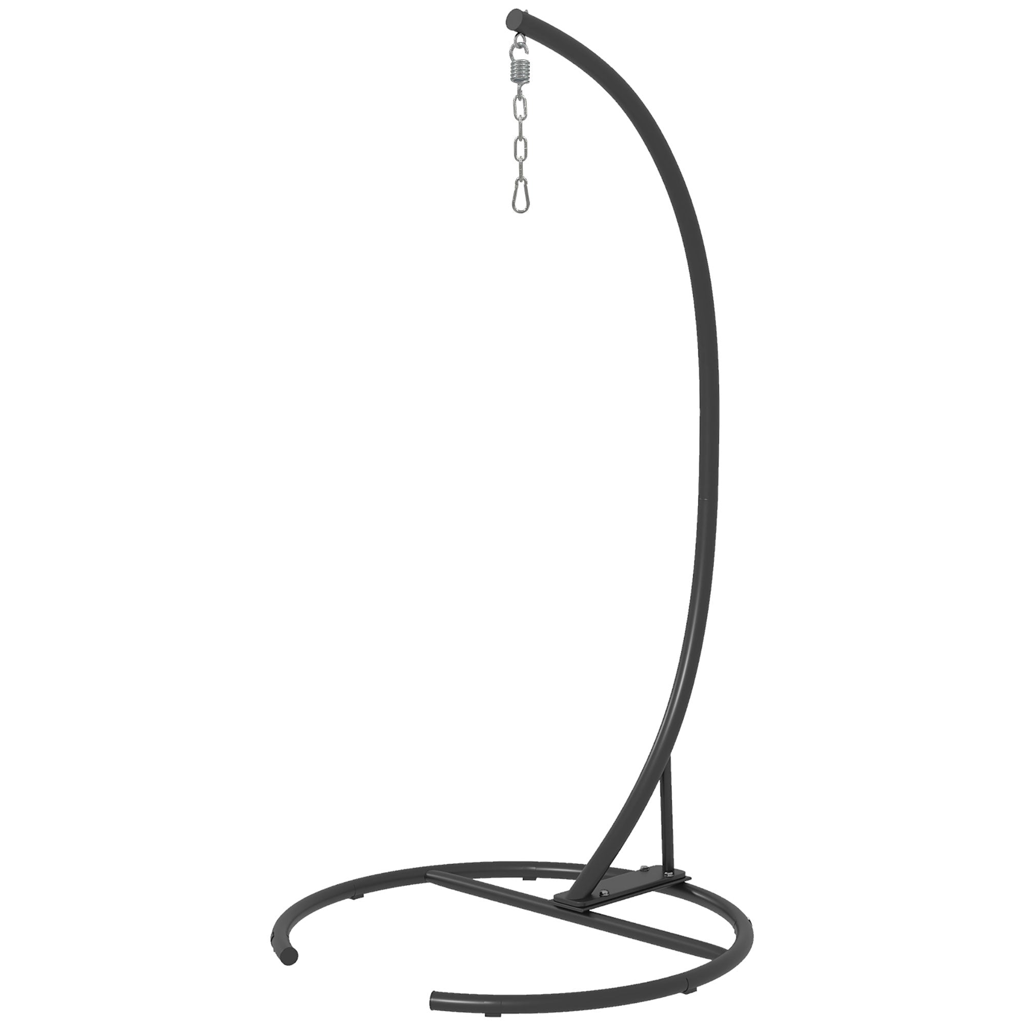 Outsunny Hanging Hammock Chair Stand Only with Round Base, Heavy Duty 330 lbs. Capacity Swing Stand Only, Steel C Stand for Swing/Egg/Hammock Chair, Indoor and Outdoor, Black