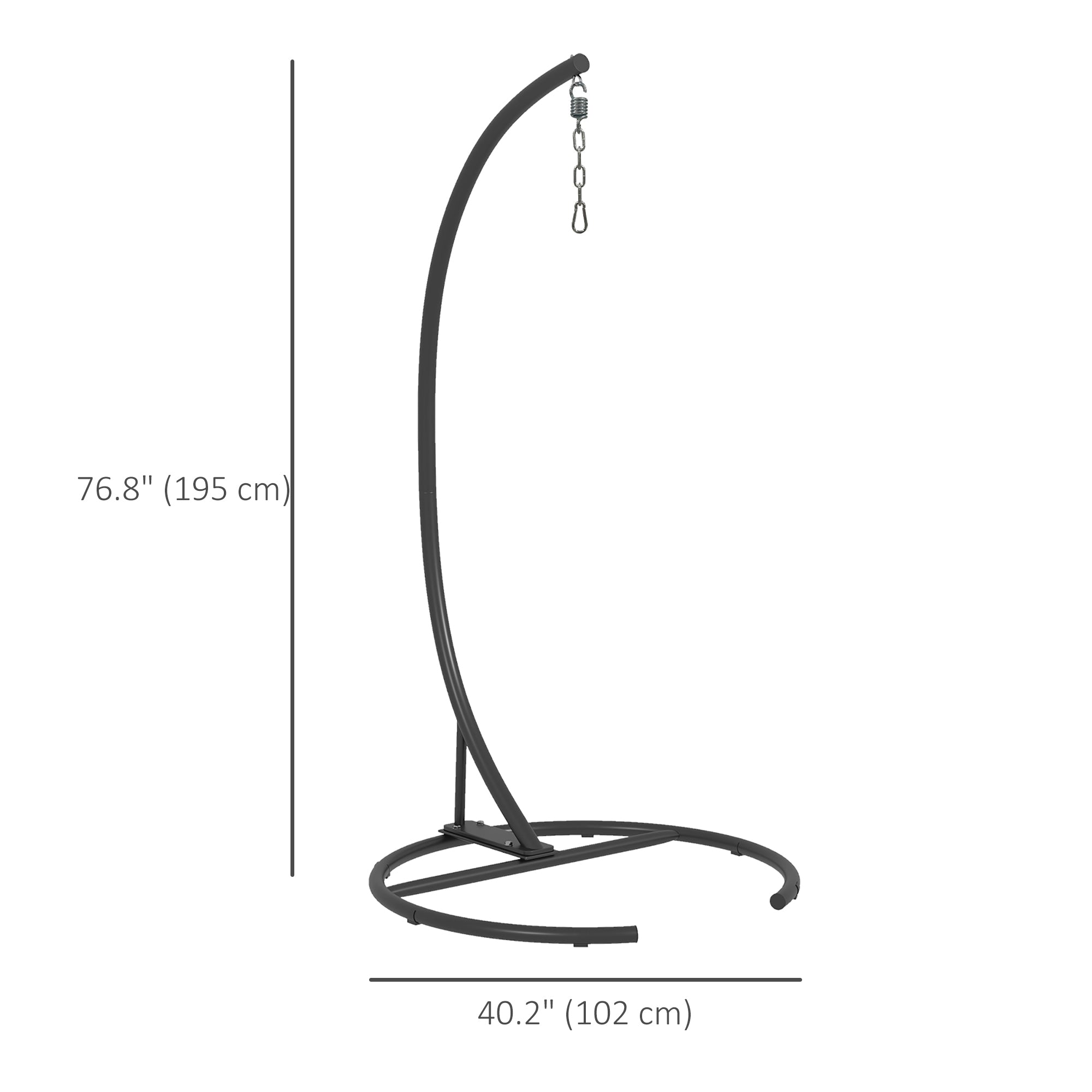 Outsunny Hanging Hammock Chair Stand Only with Round Base, Heavy Duty 330 lbs. Capacity Swing Stand Only, Steel C Stand for Swing/Egg/Hammock Chair, Indoor and Outdoor, Black