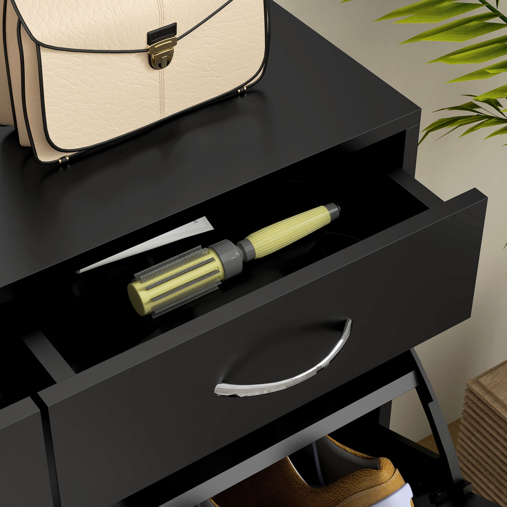 HOMCOM Narrow Shoe Cabinet for Entryway Hallway, Shoe Storage Cabinet with 2 Flip Drawers, 2 Slide Out Drawers and Adjustable Shelves for 12 Pairs of Shoes, Black