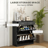 HOMCOM Narrow Shoe Cabinet for Entryway Hallway, Shoe Storage Cabinet with 2 Flip Drawers, 2 Slide Out Drawers and Adjustable Shelves for 12 Pairs of Shoes, Black