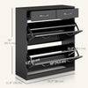 HOMCOM Narrow Shoe Cabinet for Entryway Hallway, Shoe Storage Cabinet with 2 Flip Drawers, 2 Slide Out Drawers and Adjustable Shelves for 12 Pairs of Shoes, Black