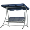 Outsunny 3 Person Patio Swing Seats with Adjustable Canopy Outdoor Swing Chair Bench for Garden, Poolside, Dark Blue