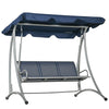 Outsunny 3 Person Patio Swing Seats with Adjustable Canopy Outdoor Swing Chair Bench for Garden, Poolside, Dark Blue