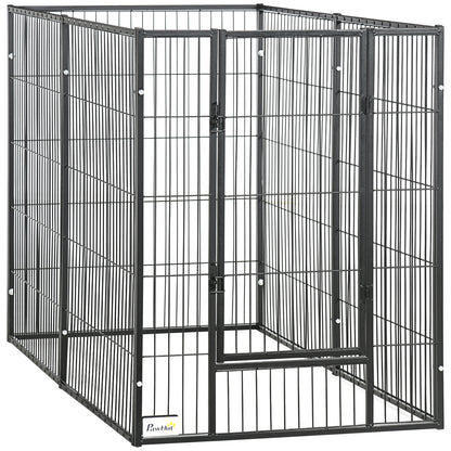 PawHut 6 Panel Dog Playpen Dog Pen Metal Pet Fence for Outside Indoor, Adjustable Width, Heavy Duty Steel Frame, 32.5"-59"W x 24"D x 40''H Black